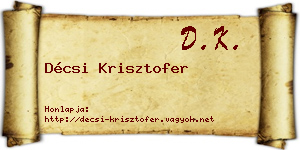 Décsi Krisztofer névjegykártya